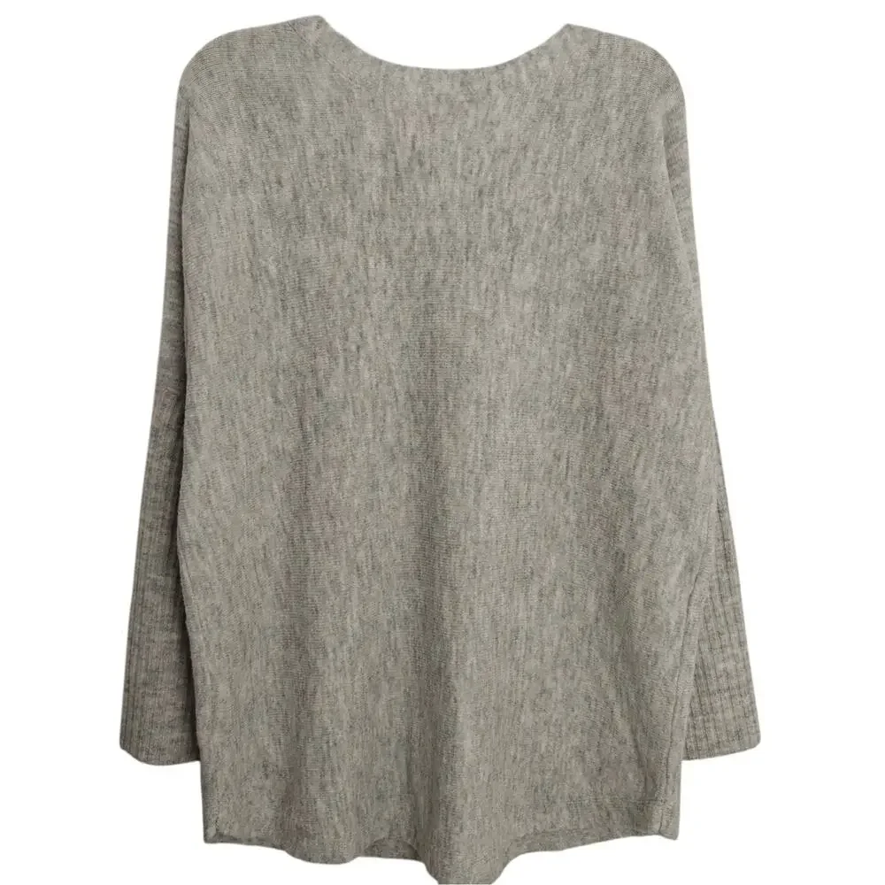 Lilly Pulitzer Arna Pullover Sweater Medium Heathered Seaside Grey Gold Buttons